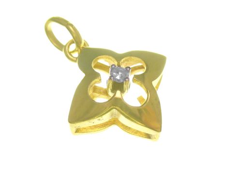 Gold Anhänger - Gold + Diamant 0,03 ct - poliert