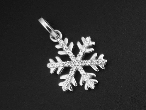 Schneeflocke Anhänger - 925 Sterling Silber - rhodiniert - winterlich - Zirkonia