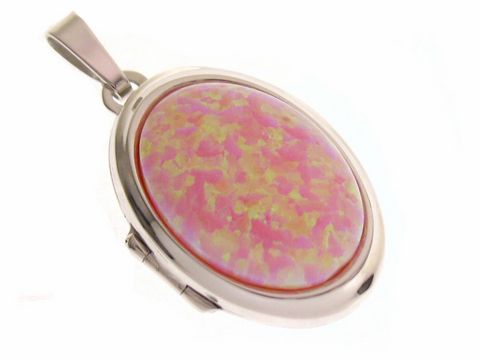 Syn. Opal rosa Medaillon - Cabochon - Weißgold 585