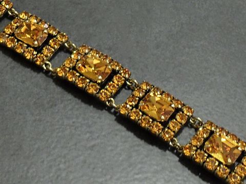 Strass Armband - grazil - ORANGE - 19 cm - goldfarben