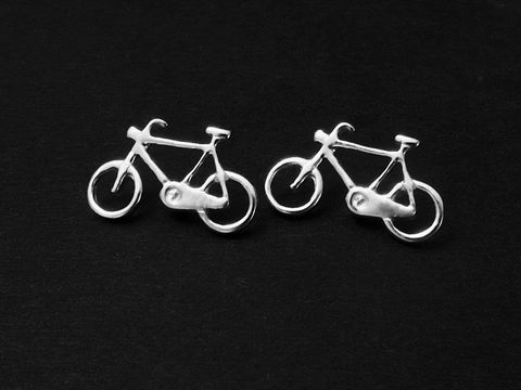 Silber Ohrringe - Fahrrad - Ohrstecker - rhodiniert