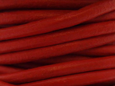 Lederband Rot - 80 cm - 3 mm - Silber Karabiner - red