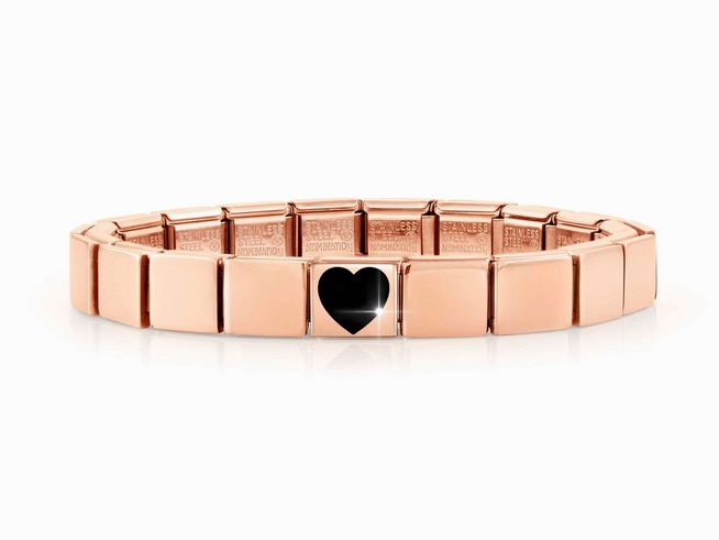 Nomination Classic GLAM Armband Edelstahl Roségold - 239104 04 - schwarzes Herz