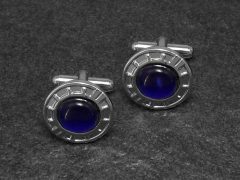 Manschettenknöpfe - BLAU - DESIGN - 18,3 mm - silberfarben