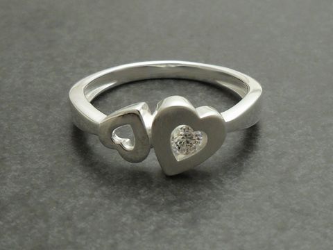 Ring Herz an Herz Sterling Silber Zirkonia - Größe 50