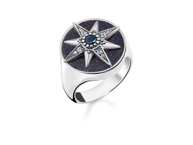 Thomas Sabo Ring TR2367-945-7-50 Sterling Silber + Glas-Keramik + im. Sandstein + synth. Spinell + Zirkonia - Gr. 50