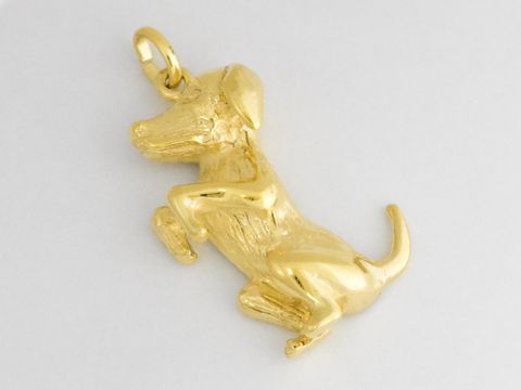 Hund - Gold Anhänger - Dackel - Gold 333