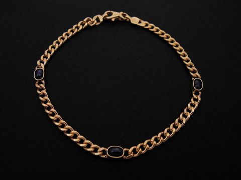 Armband Panzer - 4 x 3,1 mm - Gold 333 - Safir - 19,5 cm