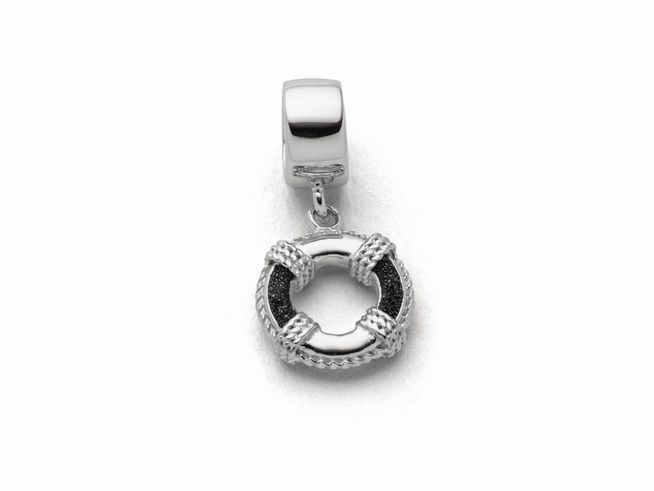 DUR Schmuck F263 - Sterling Silber Charm Rettungsring Lavasand - Lavasand -