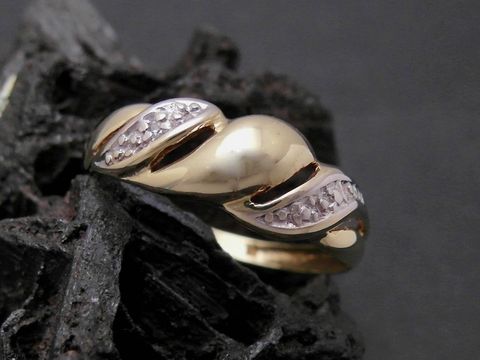 Gold Ring - attraktiv - Gold 585 bicolor - Diamant - Goldring - Gr. 52,5
