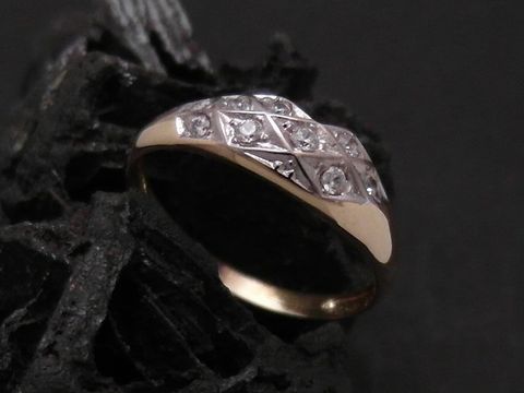 Gold Ring - imposant - Gold 585 bicolor - Zirkonia - Goldring - Gr. 57