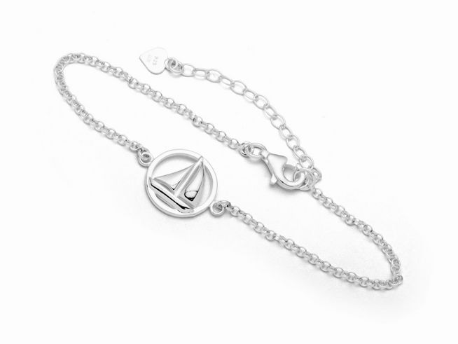 DUR Schmuck A1626 - Sterling Silber Armband Ahoi Segelschiff - 17 cm