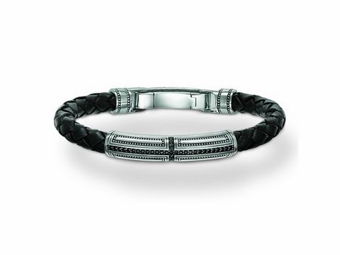 Thomas Sabo Lederarmband 21 cm - LB41-019-11-L - Silber rhod. + Leder + Zirkonia