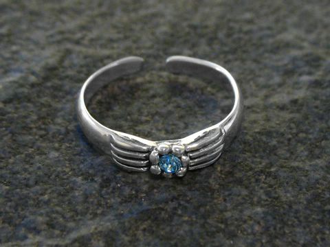 Blüten Zehenring aus Sterling Silber - HELLBLAU