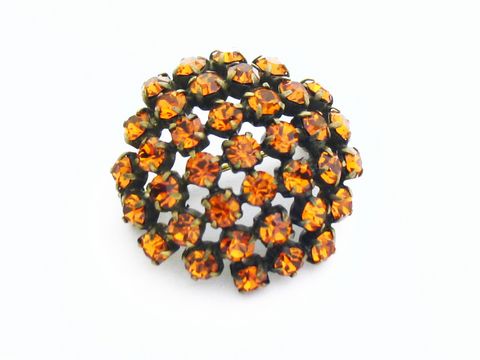 Orange Strass Brosche -Sexy City Look-  Rund