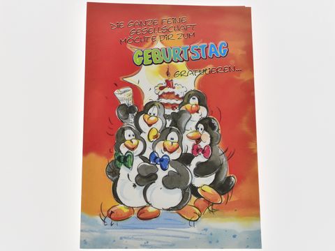 Geburtstagskarte - Fröhliche Pinguine