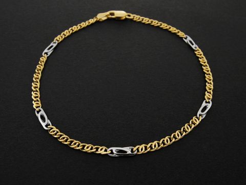 Armband Stäbchenpanzer - 3 x 1,1 mm - Gold 750 bicolor - 20,5 cm