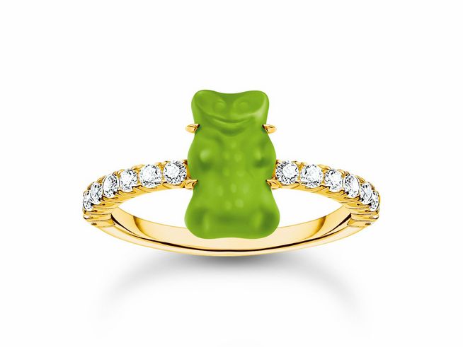 Thomas Sabo TR2459-414-6-52 HARIBO Ring mit Goldbär - Gummibärchen - Grün - Silber Gelbgold verg. & Zirkonia - Grün - Gr. 52