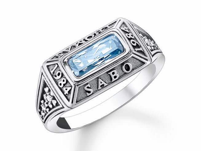 Thomas Sabo Ring TR2340-644-31-66 Sterling Silber - geschw. + synth.. Spinell + Zirkonia hellblau - Gr. 66