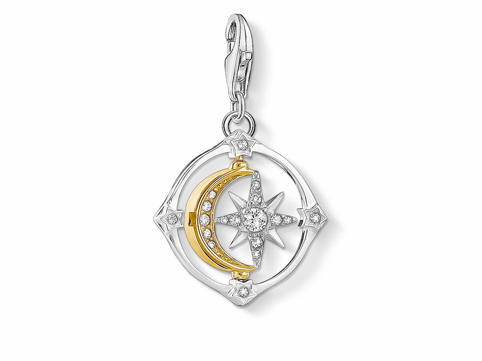 Thomas Sabo Charm-Anhänger 1815-414-7 - Mond - Stern Kompass - Sterling Silber - vergoldet Gelbgold - Zirkonia - mehrfarbig