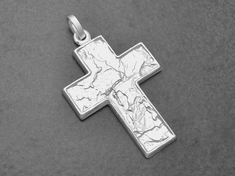 Silber Kreuz - Designermuster - Sterling Silber Anhänger - 33 mm