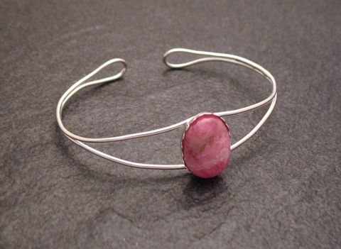 Rhodochrosit - Cabochon 17 cm Sterling Silber Armreifen