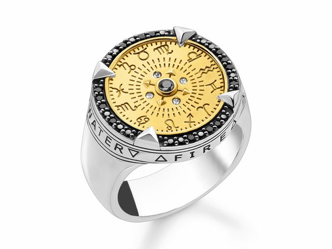 Thomas Sabo TR2329-849-7-66 Ring - Siegelring - Silber Gelbgold verg. & gesch. & Zirkonia - mehrfarbig - Gr. 66