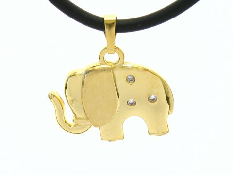 Elefant Glücksbringer - Gold Anhänger - Gold 585