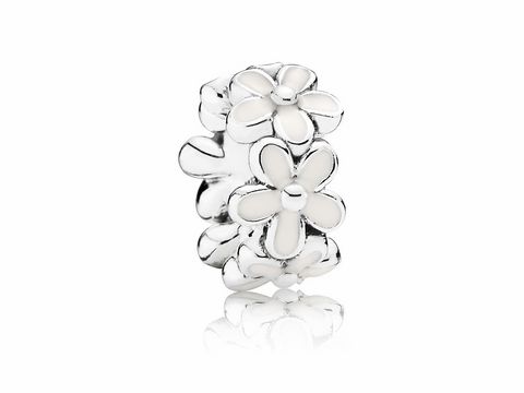 PANDORA 791495EN12 - Liebliches weißes Blümchen - Charm - Silber - Emaille weiß