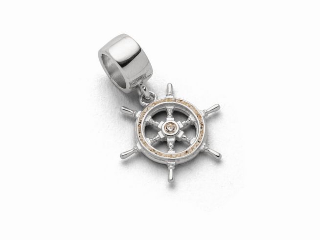 DUR Schmuck F260 - Sterling Silber Charm Steuerrad Strandsand - Strandsand Zirkonia -