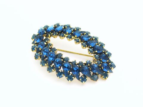 Blaue Strass Brosche -Sexy City Look-  Oval