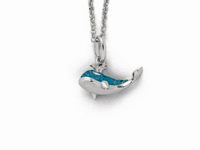 DUR Schmuck K2722 - Sterling Silber Kette Walfisch Blauer Steinsand - Steinsand - 42 cm