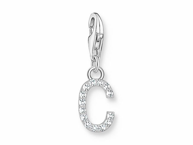 Thomas Sabo 1943-051-14 Charm-Anhänger - funkelnder Buchstabe C - Silber & Zirkonia - Weiß