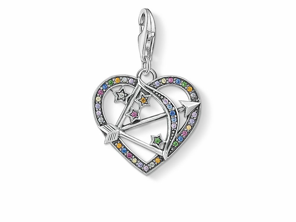 Thomas Sabo Charm-Anhänger 1822-318-7 - Herz mit Pfeil und Bogen - Sterling Silber - Zirkonia - mehrfarbig