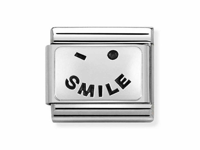 Nomination Classic 330109 57 - OXIDIERTE PLAKETTE Edelstahl & Sterling Silber - Smile