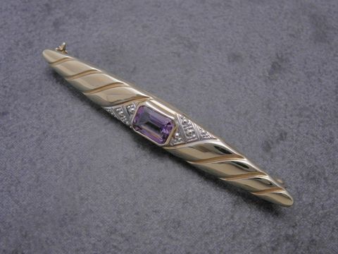 Gold Brosche - nobel - Gold 333 - Amethyst - Anstecknadel