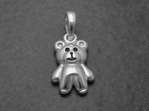 Silber Anhänger - Teddy - Bär - LACK SCHWARZ