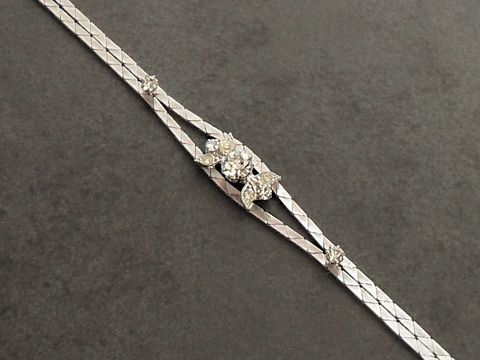 Strass Armband - prunkvoll - WEIß - 18,5-21 cm - silberfarben