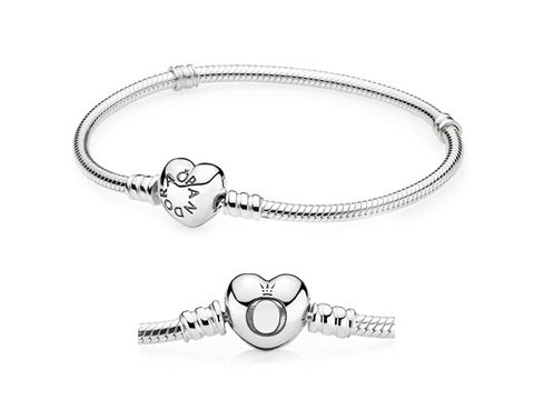 PANDORA 590719-21 - Silber Armband - &#10084 - HERZ Verschluss - &#10084 - 21 cm