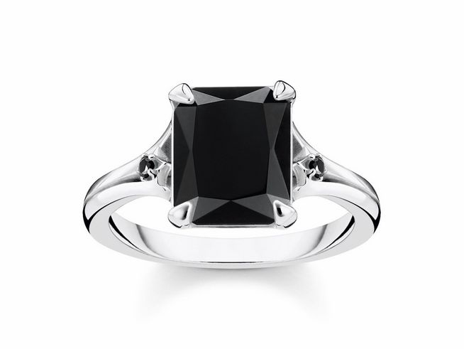 Thomas Sabo Ring TR2297-641-11-60 Sterling Silber - geschw. + Onyx + Zirkonia schwarz - Gr. 60