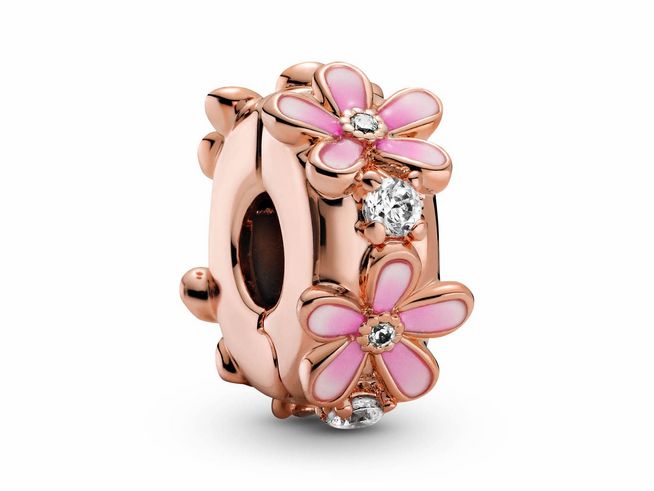 Pandora Rosé CLIP - Stopper 788809C01 Flower Rosé Clip - Zirkonia und schattiertem pinkem Emaille und Silikongriff