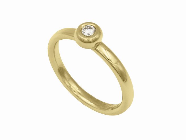 Gelbgold Ring - edel - Gelbgold 585 - Brillant 0,10 ct w-si - Gr. 54