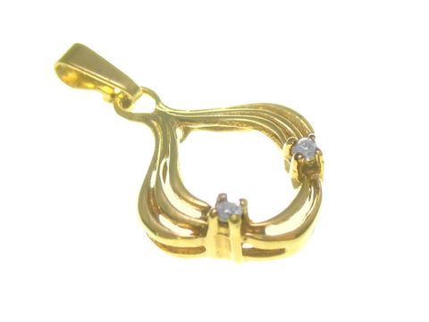 Gold Anhänger - Gold + Diamant 0,03 ct - poliert