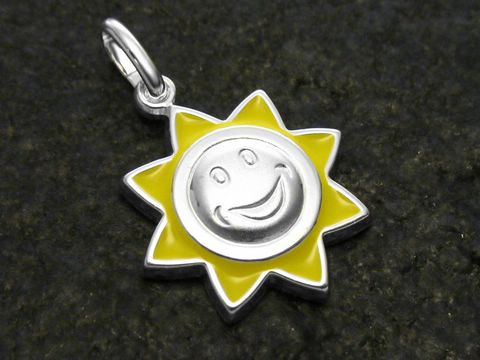 Sonnenblume Sterling Silber Anhänger - Sonne emailliert