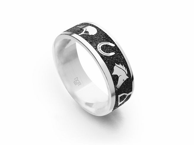 DUR Ring - Pferdeglück - Lavasand - R5963.54 - Sterling Silber rhodiniert - Gr. 54