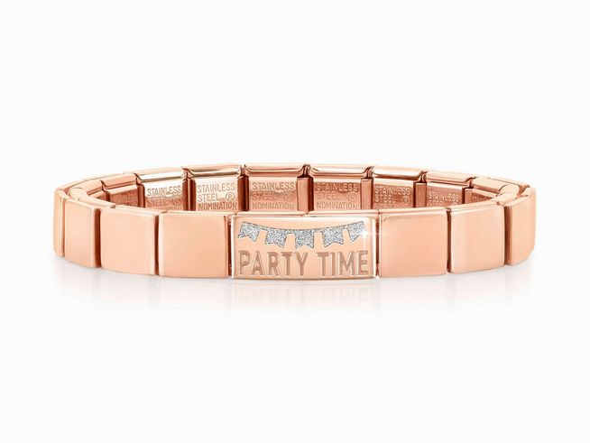 Nomination Classic GLAM Armband Edelstahl Roségold - 239104 18 - Double Link Party Time