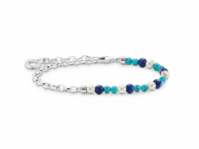 Thomas Sabo A2100-056-7-L14 Armband - Silber + imitierter Lapislazuli + Süßwasserzuchtperle - 14 cm