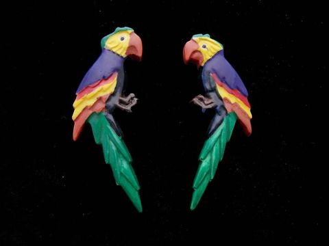 Papagei Ohrringe - Modeschmuck - lila Rücken, grünem Schwanz blauem Bauch
