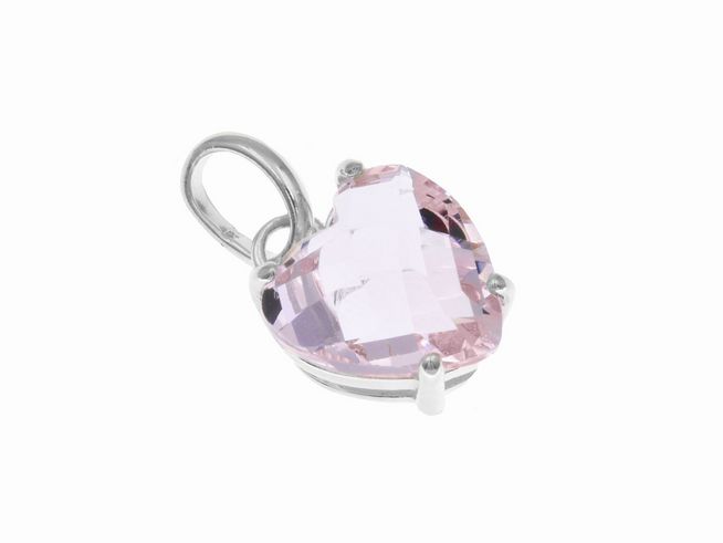 Anhänger Herz Rosa Glas - Sterling Silber - rhodiniert