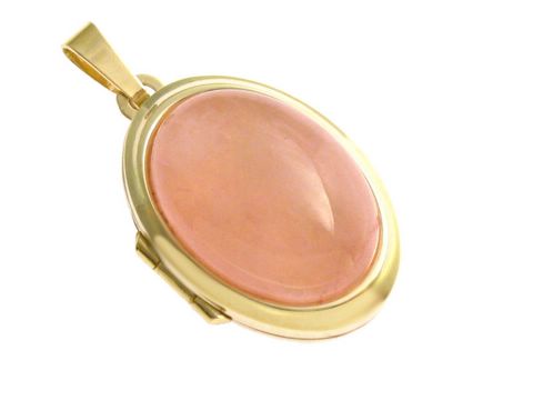 Rosenquarz Cabochon - Gold 750 Medaillon